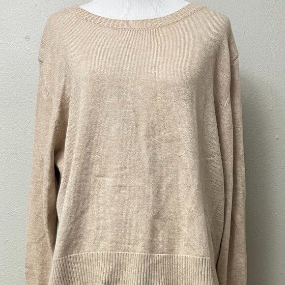 Rachel Zoe Tan Khaki Sweater Pleated Dress XL - Picture 2 of 4
